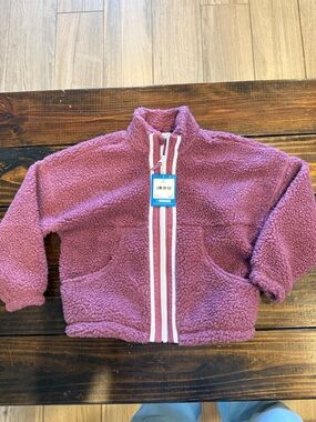 DSG Girls Plum Sherpa Zip-Up Jacket - Cozy Fleece